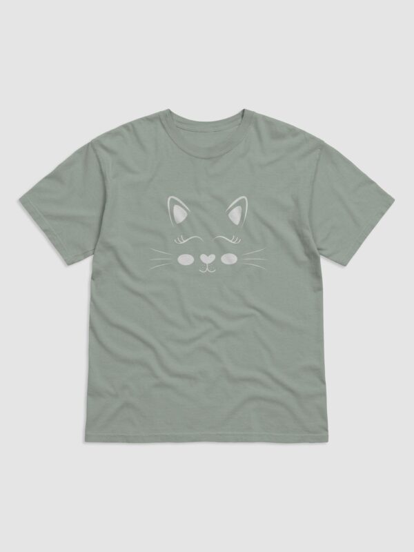 Cute Cat Face Design Garment-Dyed Heavyweight T-Shirt - Image 4