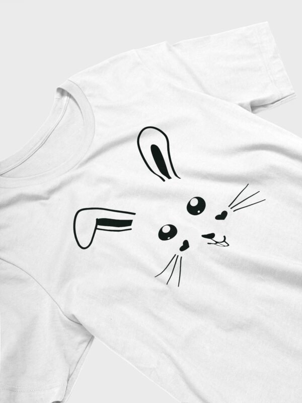 Cute Bunny Face Design Unisex T-Shirt - Image 3