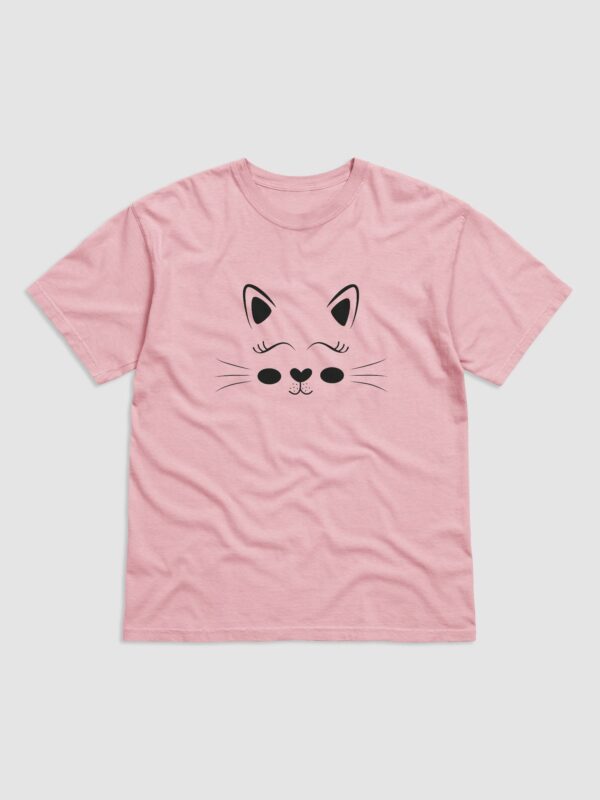 Cute Cat Face Design Garment-Dyed Heavyweight T-Shirt - Image 4