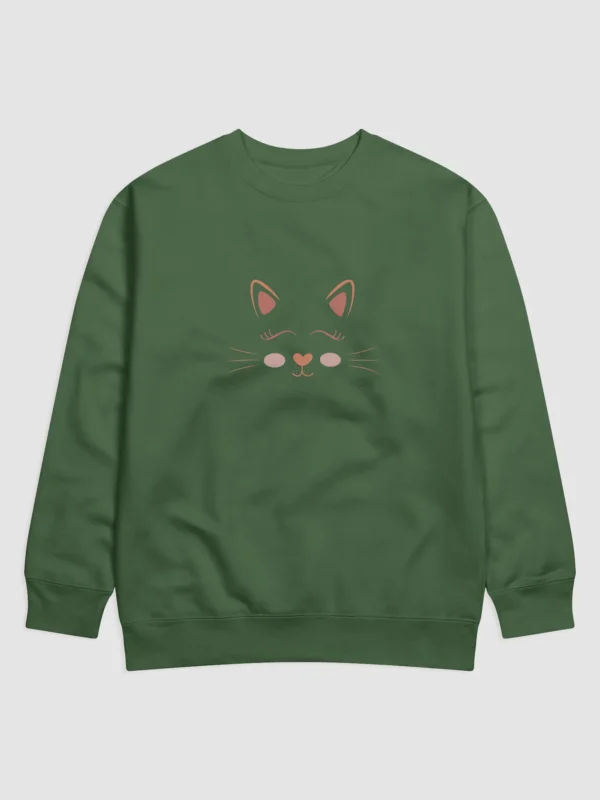 Adorable Cat Design Cotton Heritage Premium Sweatshirt - Image 2