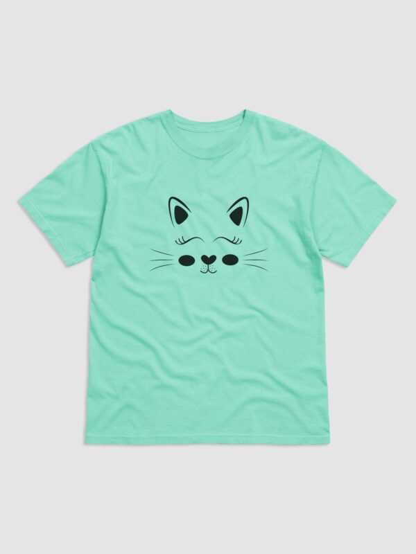 Cute Cat Face Design Garment-Dyed Heavyweight T-Shirt - Image 3