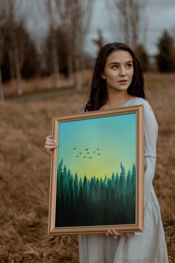 Serene Forest Dawn Printable Vertical Poster - Image 3