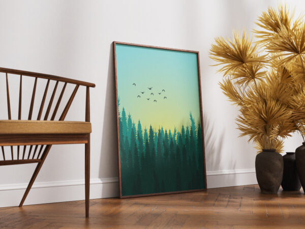 Serene Forest Dawn Printable Vertical Poster - Image 4