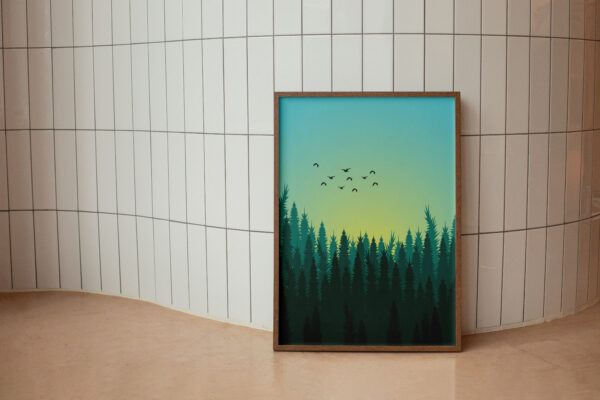 Serene Forest Dawn Printable Vertical Poster - Image 2