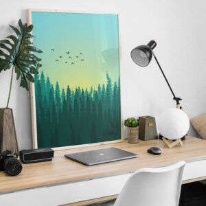Serene Forest Dawn Printable Vertical Poster