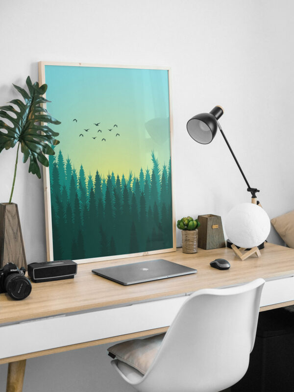 Serene Forest Dawn Printable Vertical Poster
