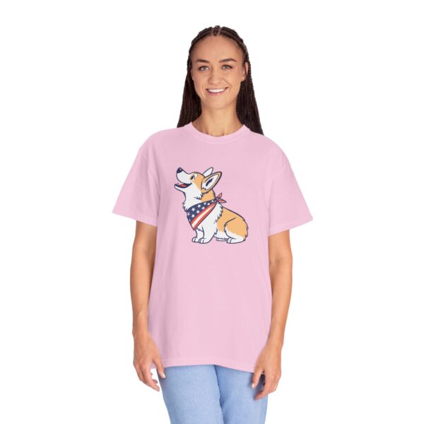 Cute Corgi Graphic T-Shirt, 4th of July, Patriotic Unisex Garment-Dyed Tee - Image 3