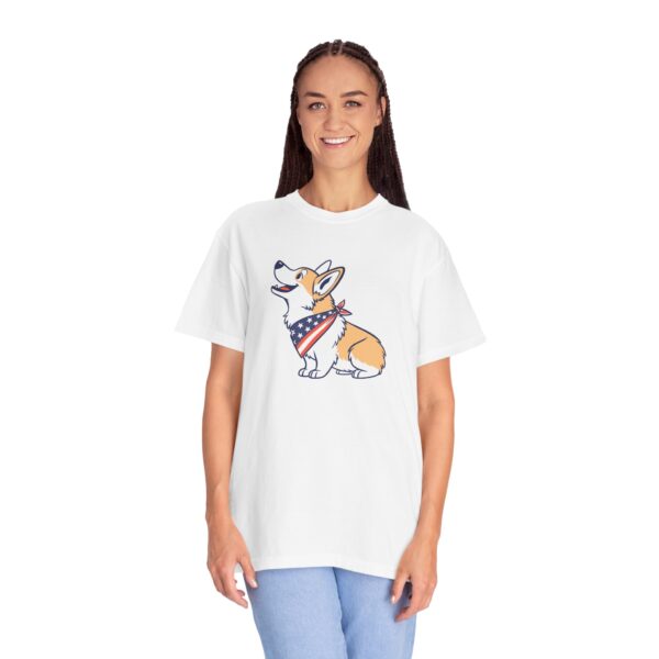 Cute Corgi Graphic T-Shirt, 4th of July, Patriotic Unisex Garment-Dyed Tee