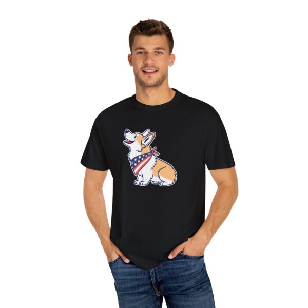 Cute Corgi Graphic T-Shirt, 4th of July, Patriotic Unisex Garment-Dyed Tee - Image 2
